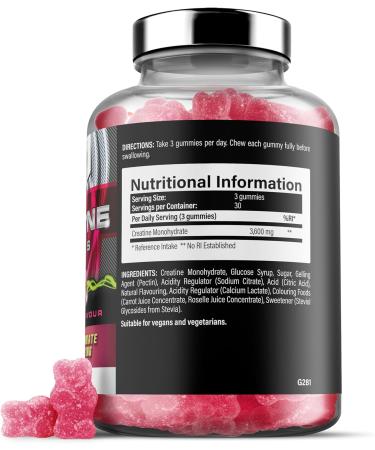 Iron Labs Nutrition Creatine Gummies - 600mg/serving - Strawberry Flavor - High Strength Creatine Monohydrate Bears for Men and Women (90 Vegan Gummies) - Buy Online on GoSupps.com