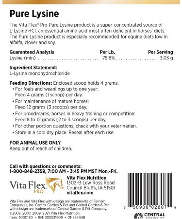 Vita Flex Pure Lysine 4 lbs - 151 Day Supply | Essential Amino Acid - Buy Online on GoSupps.com