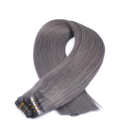 Tape In Hair Extensions - Dark Grey 40cm | 50 Remy Real Hair Tresses with Adhesive Tape | Novon Hair Extensions - Buy Online on GoSupps.com