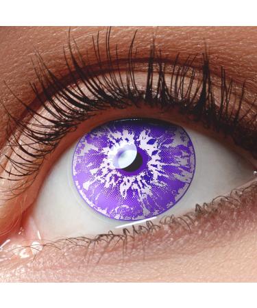 Colored contact lenses 1 pair of violet Ice Violet (2 pieces).Top quality for Halloween Mardi Gras Fastnacht Carnival Halloween free contact lens container without strength