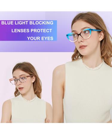 Shop 4PC Cat Eye Reading Glasses for Women | Blue Light Blocking Flexible Spring Hinges Anti-Glare | Fashionable 1.5x Magnification - Buy Online on GoSupps.com
