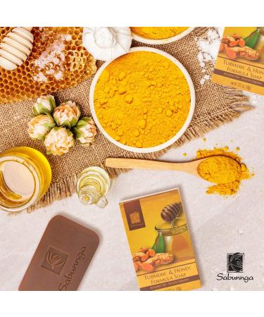 Sabunnga Turmeric Soap Bar - Natural Honey Turmeric Soap for Face & Body - Fades Dark Spots, PH Balanced, Gentle Exfoliating - Buy Online on GoSupps.com
