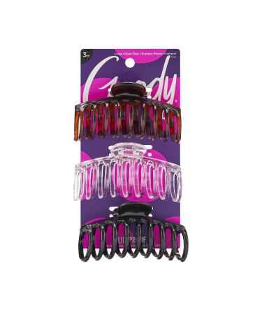 Goody Classics Large Sprial Claw Clips - 3-Pack Assorted Colors - Great for Easily Pulling Up Your Hair - Pain-Free Hair Accessories for Women Men Boys and Girls