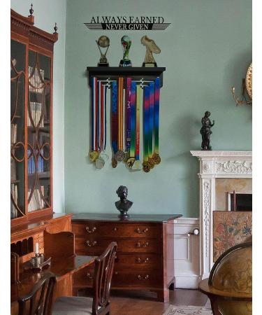 Trophy and Medal Display Shelf with Wooden Trophy Shelf - Race Medal Rack for Gymnastics - Easy to Install - Black - Buy Online on GoSupps.com