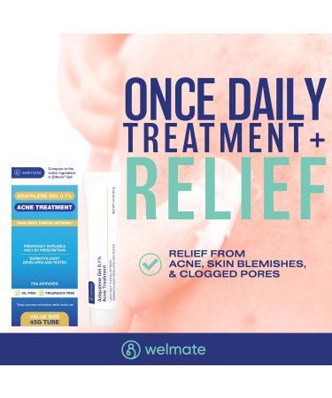 WELMATE - Adapalene Gel 0.1% - Acne Treatment - Skin Care - Daily Topical - Acne Skincare - Pimple Cream - Acne Cream - Oil & Fragrance Free - 1.6oz / 45g 1 Pack - Buy Online on GoSupps.com