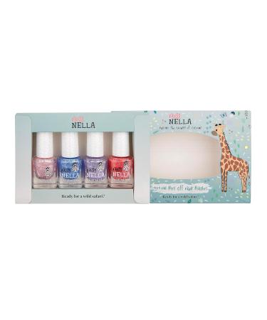 Miss Nella Magic Safari Glitter Nail Polish Set - Non-Toxic Peel-Off Kids Nail Polish - 4 Colors (Pink Red Purple Blue) - International Shipping - Buy Online on GoSupps.com