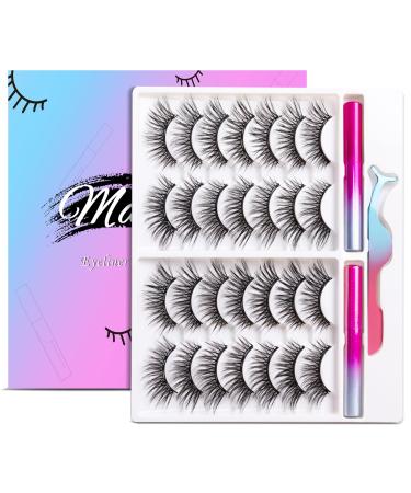 14 Pairs Magnetic Eyelashes and Eyeliner Kit Long-lasting False Eyelashes No Glue Needed (T17)