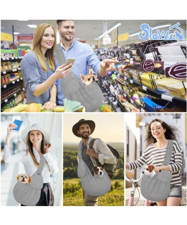Slowton Dog Carrier Bag - Adjustable Padded Shoulder Strap for Outdoor Walks | Gray Sweater Fabric (M 2.2-5kg) - Buy Online on GoSupps.com