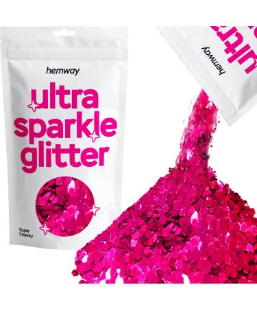 Hemway Premium Ultra Sparkle Glitter Multi Purpose Metallic Flake For Arts Crafts Nails Cosmetics Resin Festival Face Hair - Dark Rose Pink - Super Chunky (1/8 "0.125" 3mm) 100g / 3.5oz Dark Rose Pink Super Chunky - 100g