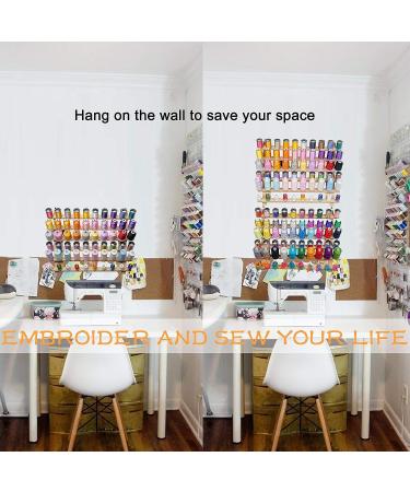 New brothread 2X60 Spools Wooden Thread Rack/Thread Holder Organizer with Hanging Hooks for Embroidery Quilting and Sewing Threads - Buy Online on GoSupps.com
