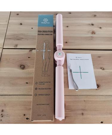 BodyTree Posture Corrector Yoga Cross Stick - Compact and Adjustable Stretch Pole - Cracker bar - Stretcher for Upper and Lower Back Pain Relief Pink - Buy Online on GoSupps.com