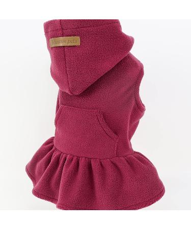 Fitwarm Fleece Dog Hoodie Dress Vest Sweater for Small Dogs Girl | Thermal Cat Apparel - Burgundy Red, Small - Buy Online on GoSupps.com