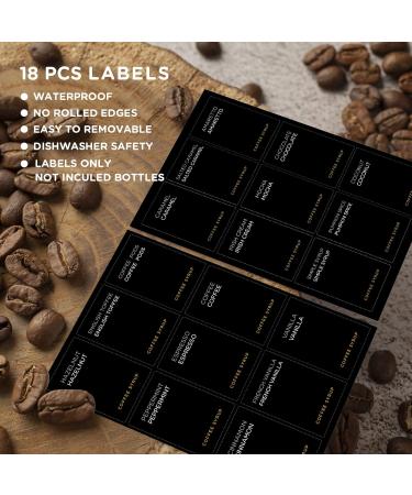 Joyfulmap Coffee Syrup Labels for Caramel Vanilla Mocha Classic Bottles Minimalist bar Espresso Bean Chocolate Mint Pre-Printed Stickers Flushable Waterproof and Oil-Proof(Black) - Buy Online on GoSupps.com