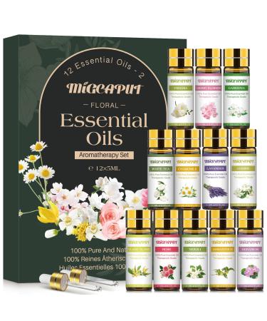 Migcaput diffuser oils 12x5ml aroma diffuse oil 100% natural clean aroma oil essential oils jasmine lavender oil geranium for diffuse humidifier massage 12x5ml set-2 0.42 ml (12 Pack)