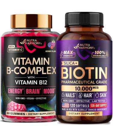 NUTRAHARMONY Vitamin B-Complex Gummies & Biotin with Silicon Softgels