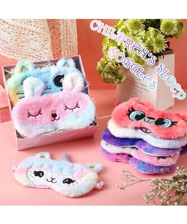 Unicorn Sleep Mask for Kids - 8 Pcs Plush Blindfold for Girls, Boys, and Adults | Cute Cat Eye Cover for Home, Travel, Office - Buy Online on GoSupps.com