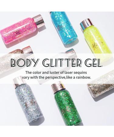 DAGEDA Silver Chunky Glitter Gel - Long Lasting Shimmer for Body, Face, Eyes, Hair, Lips, Nails - Perfect for Festival & Stage Makeup - Buy Online on GoSupps.com