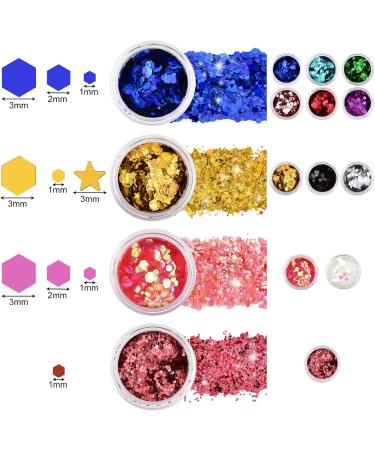 Festival Glitter Face & Body - 12 Color Set for Nail Art Hair & Clothing Decoration | Festive Makeup Sequin Accessories - Buy Online on GoSupps.com