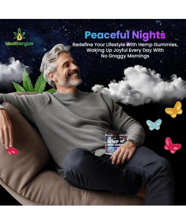 Healthergize Hemp Gummies Night Time, High Potency Nap Gummies, Peace and Relaxation, Fruity Butterfly Gummy Bear Edibles, Good Mood, Calm, Restful Bedtime-Natural Omega Hemp Oil-Made in USA - Buy Online on GoSupps.com