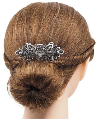 Rivelle Ladies Traditional Hair Clip Julia 8cm - Vintage Silver Metal Wedding Hair Accessory - Buy Online on GoSupps.com