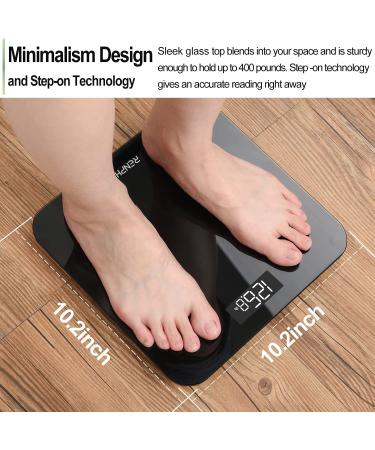 RENPHO Digital Bathroom Scale - Accurate Body Weight Tracker with LED Display - 400 lb Capacity - Black Round Corner Design - Buy Online on GoSupps.com