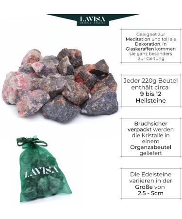 Buy Lavisa Premium Healing Stones Set - 100% Natural Gemstones for Water Treatment & Decoration | Rhodonite Gem Water Mixture - Buy Online on GoSupps.com
