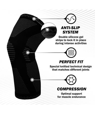POWERLIX Knee Compression Sleeve - Knee Brace for Men & Women - Support for Running, Basketball, Weightlifting - Black (Large) - Buy Online on GoSupps.com