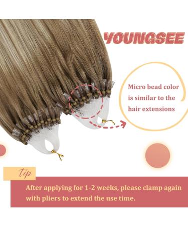 Youngsee Real Hair Microring Extensions - 60cm Ombre Light Brown to Blonde 50g Balayage Loop Hair Extensions - Buy Online on GoSupps.com