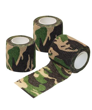 ONLYKXY 3 Roll Self Adhesive Bandage Tape 2inch-5yards Stretch Athletic Wrap Tape Elastic Cohesive Non Woven Bandage Wrap for Sports Injury Ankle Knee Wrist Sprains (Camouflage)