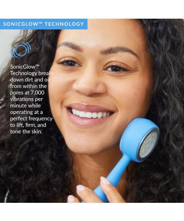 PMD Clean Acne - Smart Facial Cleansing Device with Silicone Brush & Acne-Fighting Blue Light Therapy Treatment - Waterproof - SonicGlow Vibration Technology - Clear Pores Blackheads and Acne - Buy Online on GoSupps.com