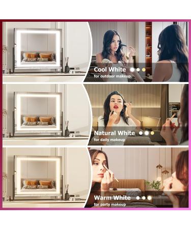 Hasipu Vanity Mirror with Lights 24.2 x 19.7 - LED Makeup Mirror with 10X Magnification, USB Phone Holder, Smart Touch, 3 Colors Dimmable - Square Black 24.2 x 19.7 - Buy Online on GoSupps.com