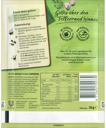 Buy Knorr Fix Spaghetti alla Carbonara - No Flavor Enhancers - 36g Pack | International Shipping Available - Buy Online on GoSupps.com