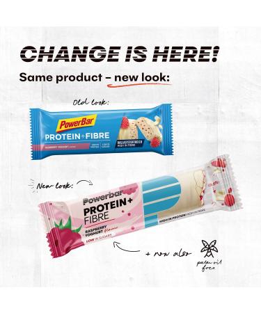 Powerbar Protein Plus Fibre Raspberry Yoghurt 16x35g - High Fibre Low Sugar Bar - Buy Online on GoSupps.com