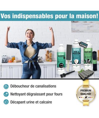 bio-chem Set of 6 powerful cleaners: 1 x leak proof hairbrush 1 x urine remover 1 x oven cleaner + brush pumice stone sponge and cloth - powerful cleaner for - Buy Online on GoSupps.com