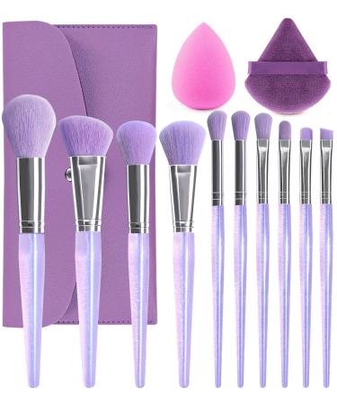 BEAKEY Travel Makeup Brushes 12pcs Brush Set  Premium Synthetic Foundation Brush  Contour Brush  Makeup Tools for Concealer  Eyeshadow Blush Brushes fashionable personality Makeup Brush Set (Purple)