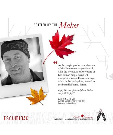 Escuminac Maple Syrup - Extra Rare Amber, Organic Gourmet Gift, 16.9 fl oz - Grade A from Quebec, Canada - Buy Online on GoSupps.com