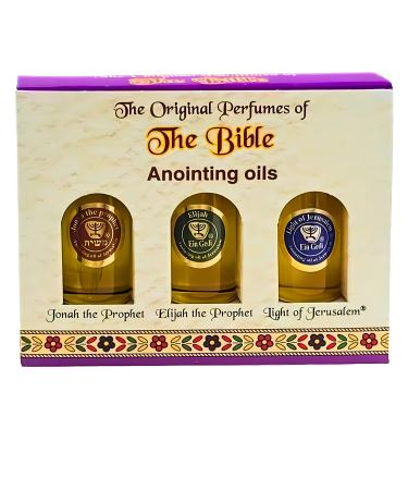 Set of 3 Anointing Oils from Holyland with Essential Oils of The Bible - Recommended for Spiritual Gift Religious Gift Meditation Prayers and Blessings. (Set of 3 Prophets & Jerusalem) Prophets & Jerusalem 0.33 Fl Oz (Pack of 3)