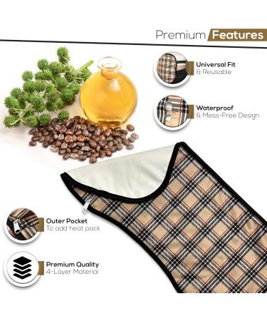 Organic Castor Oil Pack Wrap | Reusable & Mess-Free | Universal Fit for Liver Detox | Adjustable Elastic Strap | Includes Plaid + Bag - (Castor Oil Not Included - Buy Online on GoSupps.com