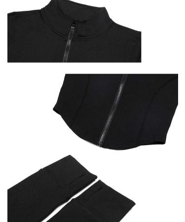 Tanming Women's Full Zip Seamless Workout Jacket - Black, Small | Slim Fit Track Jacket for Running, Yoga - Buy Online on GoSupps.com