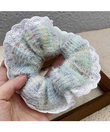amangul Large Scrunchies Lace Trim Vintage Floral Hair Scrunchy 90s Women Girls Thick Hair Accessory Hair Tie Ponytail Holder(12 Beige Velvet Hair) - Buy Online on GoSupps.com
