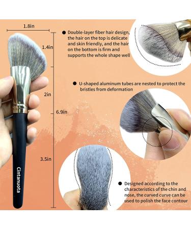 Cintanuota Angled Face Contouring Brush - Ultra Soft Nanofiber Synthetic Brush for Cheeks, Forehead, Nose, Chin - Perfect for Contouring, Bronzing, Blush, and Polishing - Buy Online on GoSupps.com
