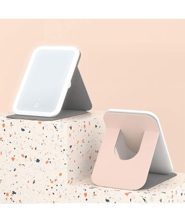 EFAILY Lighted Makeup Mirror - 3 Colors, Dimmable Touch Screen, USB Rechargeable - Pink - Buy Online on GoSupps.com