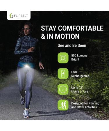 FlipBelt Night Running Light Waist Lamp | USB Rechargeable 500 Lumens | Waterproof & Adjustable Brightness | White LED Lights for Runners - USA Company - Buy Online on GoSupps.com