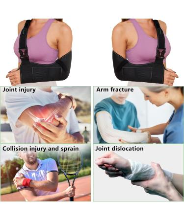 Arm Sling Shoulder Injury Immobilizer for Men & Women - Medical Support Brace for Rotator Cuff Clavicle Fracture Post-Surgery | Medium Size Black - Buy Online on GoSupps.com