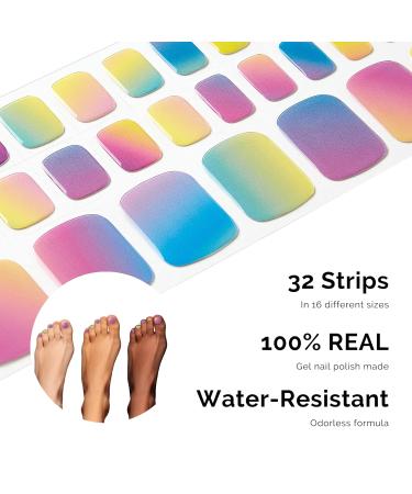 Nail Foil for Toenails - Self-Adhesive Gel Nail Films UV Hardening 32 Rainbow Wraps - Perfect Gifts for Women & Girls - Buy Online on GoSupps.com