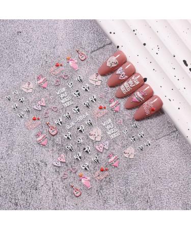JMEOWIO 6 Sheets 3D Embossed Valentines Day Heart Nail Art Stickers Decals Self-Adhesive 5D Line Cute Nail Supplies Nail Art Design Decoration Accessories - Buy Online on GoSupps.com