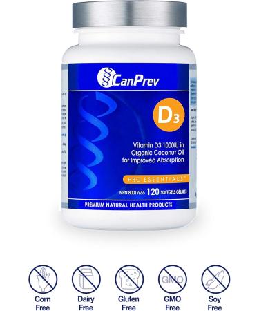 CanPrev D3 - Organic Coconut Oil | 120 Softgels | Pack of 1 l Helps Build And Maintain Bone Health 120 count (Pack of 1) - Buy Online on GoSupps.com