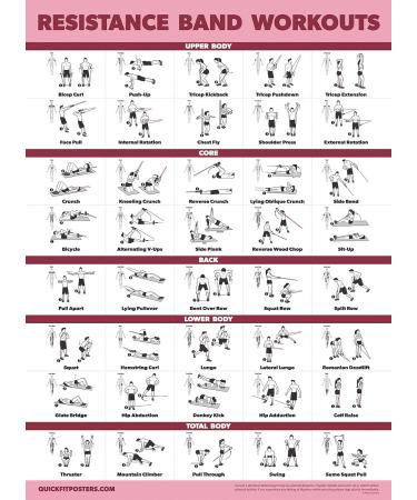 Resistance Bands & Loops Workout Posters 2 Pack - Laminated Exercise Charts - Light 18x24 - Buy Online on GoSupps.com