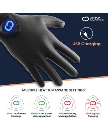 Copper Compression CopperVibe Heated Therapy Gloves for Arthritis & Pain Relief - Vibration & Heat Massage for Men & Women - Buy Online on GoSupps.com