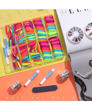 Ejiubas 500Pcs Glossy Press on Nails Set - Long Acrylic False Nails for Women with Glue and Nail Art Accessories - 04 Color Set - Buy Online on GoSupps.com